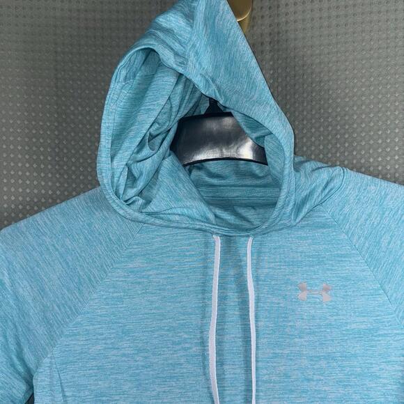Under Armour Heat Gear Loose Fit Hoodie Womens Medium Aqua Lightweight Pullover - Picture 1 of 8